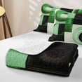 thumbnail image 4 of Castle Fairy Mid Century Curved Ring Bed Spread Queen 3pcs,Abstract Square Block Queen Coverlet Set,Mint Green Black,1 Quilt and 2 Pillowcases, 4 of 7