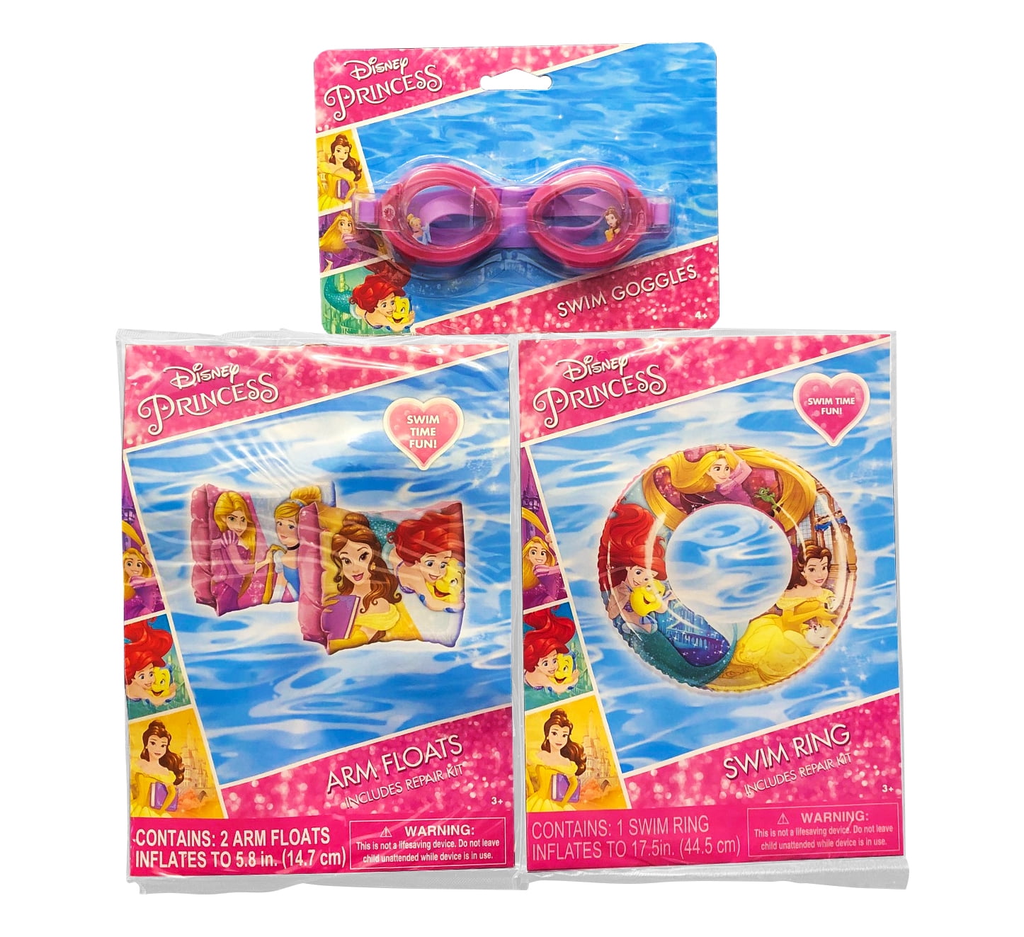 Disney Princess Swimming Set Swim Goggles, Arm Floats