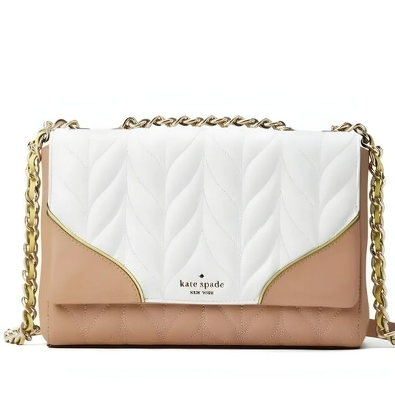 Kate Spade New York Adult Leather Quilted Clutch Cross Body Bag, White/Dove Multi