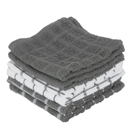 

RITZ Terry Cotton Dish Cloth Set 6-Pack Gray 12 x 12