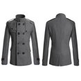 thumbnail image 2 of Men Trench Coat Double Breasted Outwear Plain Jacket Formal Overcoat, 2 of 2