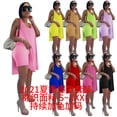 thumbnail image 1 of Traje corto de color sólido con abertura media y cuello en U Eccomum Azul XXL, 1 of 7