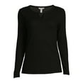 Nine.Eight Women's Waffle Knit Henley with Long Sleeves