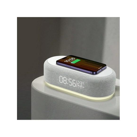 Wireless Charging Station Digital Alarm Clock For Bedroom Temperature Display 15W Wireless Charger Dock With Night Light For IPhone 15/14/13/12/11/X/S
