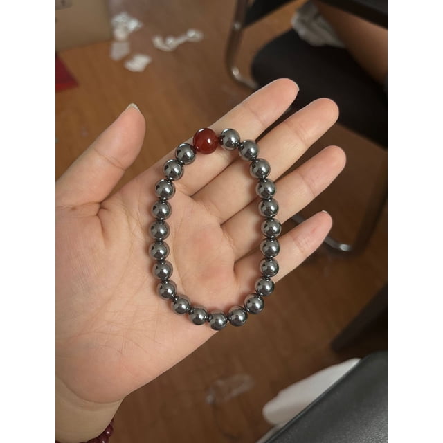 Terahertz Stone Beaded Bracelet, Single Strand, Unisex, Boho Jewelry Gift for Women