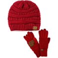 thumbnail image 1 of Unisex Soft Stretch Cable Knit Beanie and Anti-Slip Touchscreen Gloves 2 Pc Set 2 Pc Set, 1 of 3