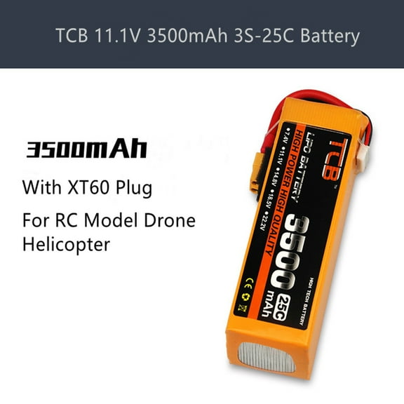 JZCHUNTOY TCB 11.1V 3500mAh 3S 25C LiPo Battery with XT60 Plug – Ideal for Drones, RC Planes & Model Aircrafts