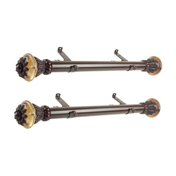 Steel Curtain Rods Set - 12-20 Inch Adjustable Rods with Finials - Drapery Rods for Windows