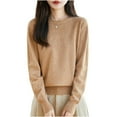 thumbnail image 2 of YueHuiYing Women's Fashion Casual Solid Color Semi-turtle Neck Loose Winter Knitted Sweater Pullover Top, 2 of 5