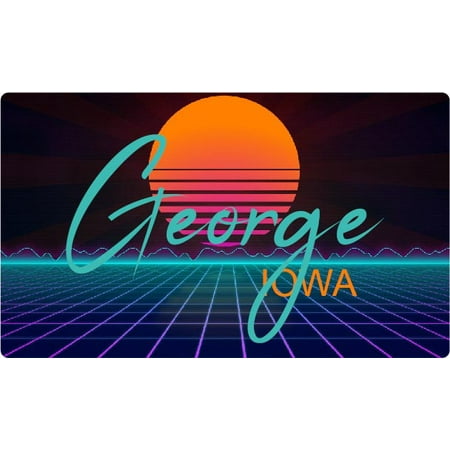 

George Iowa 4 X 2.25-Inch Fridge Magnet Retro Neon Design