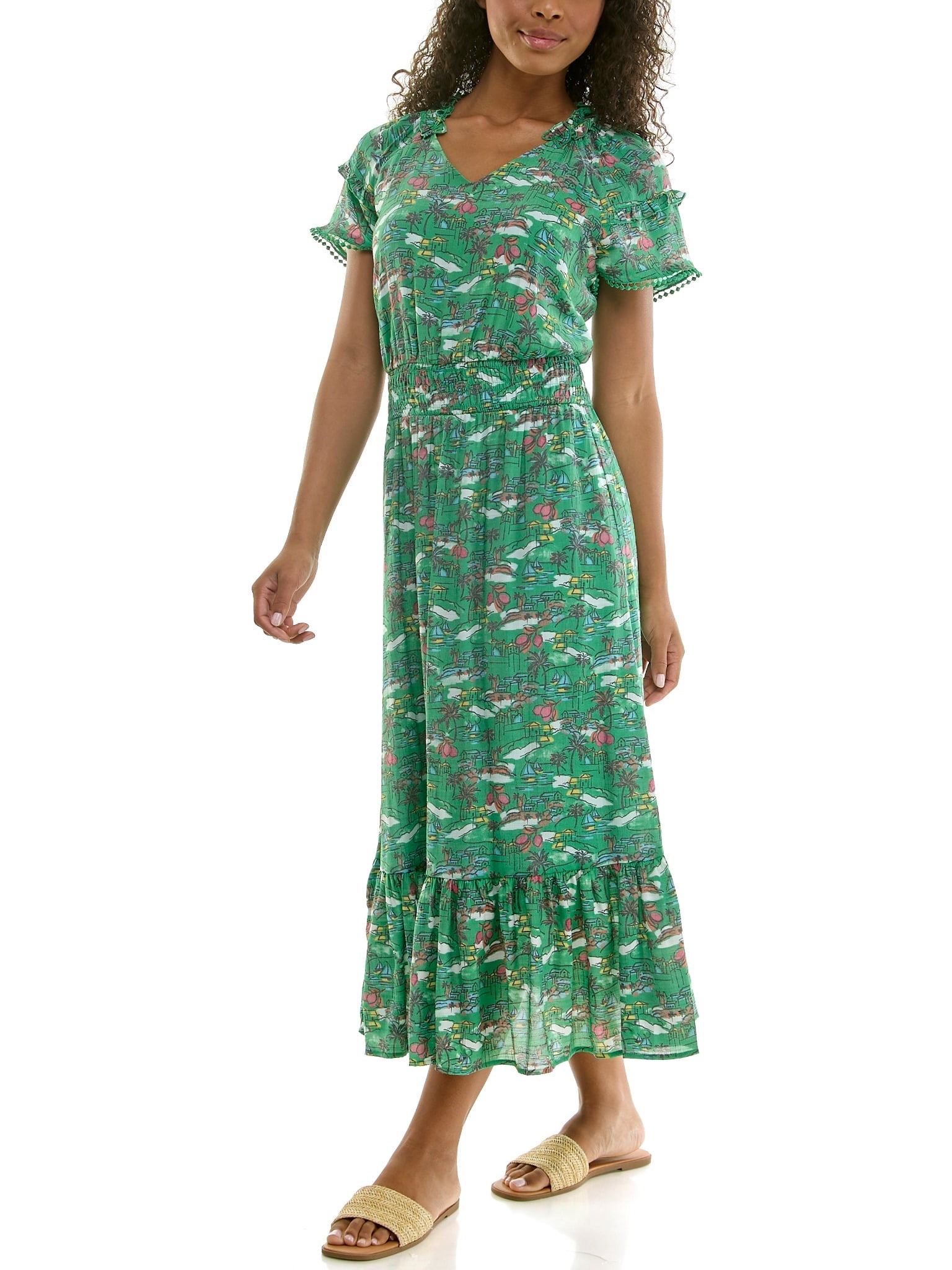 Nanette Lepore Women's Maxi Slub Dress With Bottom Fringe, Sizes XS-XXXL