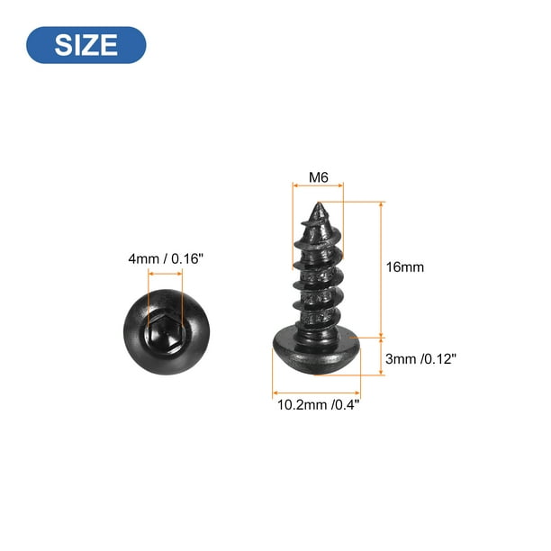 Lot De 100 Vis Auto-taraudeuses Hexagonales M6 X 16 Mm – Acier Carbone Pour Bois, Marque Uxcell