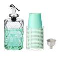 thumbnail image 2 of Elegante juego de dispensador de enjuague bucal de 16 oz: botella de vidrio con diseño de diamante con pico de vertido con corcho y portavasos para respirar fresco, ideal para el baño o la cocina, 2 of 5