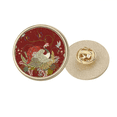 thumbnail image 1 of Flor ave deja ala ukiyo - e Broche de oro metálico circular, 1 of 3