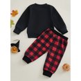 thumbnail image 4 of Suealasg Kids Baby Boy 2Pcs Fall Winter Clothes 1T 2T 3T 4T Toddler Boy Casual Christmas Outfits Long Sleeve O Neck Letter Print Tops Plaid Pants Sets, 4 of 8