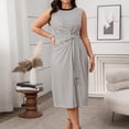 thumbnail image 3 of Robe Rayée Grande Taille pour Femmes aux Formes, Taille Haute, Sans Manches, Robe Midi Débardeur, Été, Tunique Décontractée, Noire, TG, 3 of 7