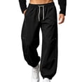 thumbnail image 2 of Afuyipoi Mens Jogger Pants Drawstring Elastic Waist Cuffed Ankle Casual Trousers Black Size L, 2 of 10