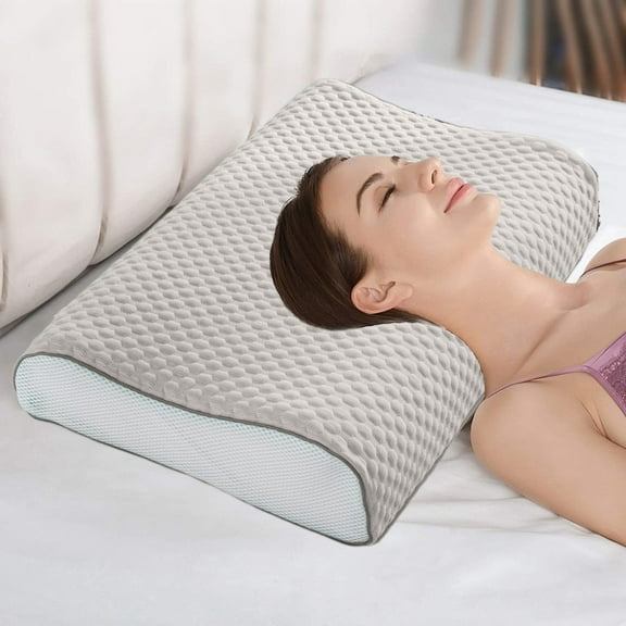 Coolings and Breathable Pillow, Memories Foam Pillows, Ice Silk Pillowcase with Neck Support, Easy Wash Hotel Quality Cover (19.69x11.81 Inch)