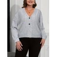 thumbnail image 6 of SIEANE Women's Plus-Size Casual V-Neck Ribbed Knit Button Embellished Long-Sleeved Fall Versatile Jumper Top 1X-4X, 6 of 7