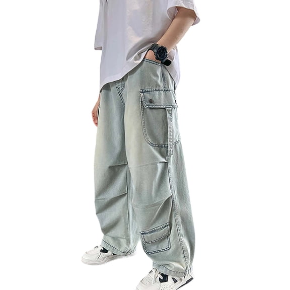UJNDER Classic Fit Denim Jeans for Big Boys and Youth Comfortable Straight Leg Casual Trousers with Stretch for Everyday Wear Boys Pants,Light Blue,9-10 Years