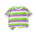 thumbnail image 2 of Boys' Purple T-Shirt | Striped Short Sleeve Crew Neck Tee for Kids | Soft Polyester Casual Shirt for Kids & Youth Boys 1-14 Years,Size 13-14 T, 2 of 4