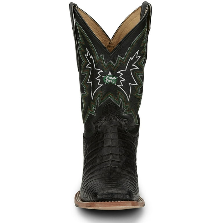 Justin Men s Haggard Exotic Caiman Western Boot Broad Square Toe Black 10.5 D M US Walmart