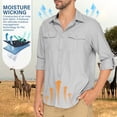 thumbnail image 4 of POENTAB Mens Safari Work Shirts Long Sleeve Hiking Fishing Tops UPF 50+ Quick Dry Camping Travel Button Down Shirt with Pockets, 4 of 10
