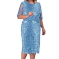 thumbnail image 2 of Uootdi Robes Grande Taille pour Femmes Col Rond Manches 3/4 Robes Brodées Élégantes Robes Midi Formelles Tenue de Fête Cadeau, 2 of 6