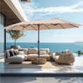 thumbnail image 4 of 15ft Large Patio Umbrellas with Base Included, Outdoor Double-Sided Rectangle Market Umbrella with Stand, Outside Umbrellas for Poolside Lawn Backyard, Beige, 4 of 4