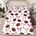 thumbnail image 2 of Homewish Cute Bowtie Ribbon Twin Sheet Sets,Rugby Football Game Twin Fitted Sheet,Pink White Brown Flat Sheet For Girl Kids,Ultra Soft Home Decor,3pcs, 2 of 7