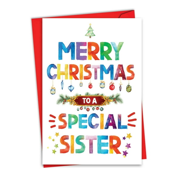 NobleWorks Christmas Greeting Card (Sister) with 5 x 7 Inch Envelope (1 Card) Merry Christmas Holiday Special Sister Holiday C8722XSG