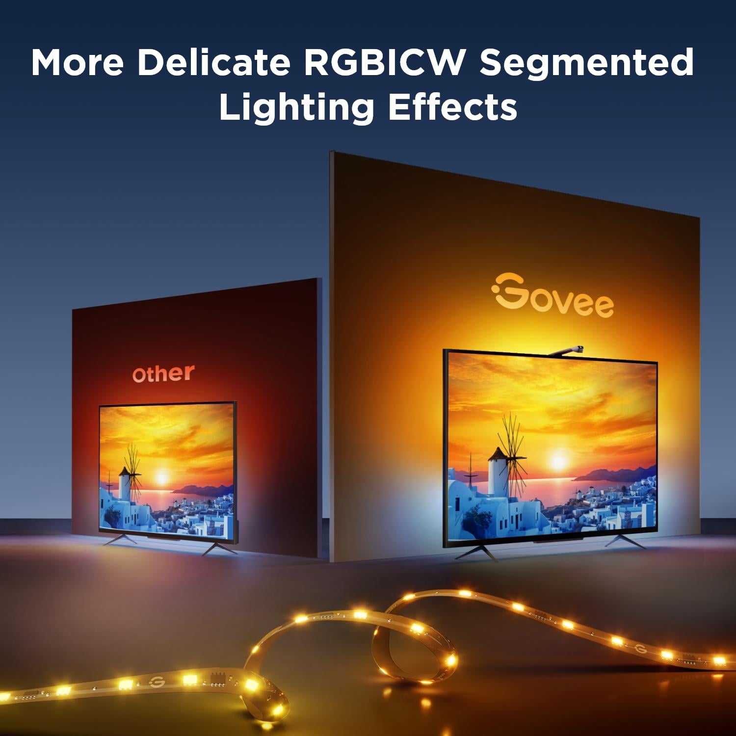 Govee TV Backlight 3 Lite for 75-85 inch TVs, Extra Warm White Light Providing Better Theater Experience, Smart Control Indoor TV Light