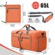 thumbnail image 4 of Bolsa de Viaje Plegable Grande de 65L, Bolsas de Noche con Compartimento para Zapatos, Bolsa de Lona Repelente Al Agua para Acampar, Bolsa Ligera para Gimnasio Weekender (Naranja), 4 of 9