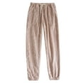 thumbnail image 2 of Flannel Pajama Pants foe Women Fall Winter Warm Plus Size Slacks Coral Velvet Home Warm Pants Pink, 2 of 8