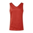 thumbnail image 4 of GAQLIVE Womens Satin Tank Top Strap Basic Summer Vest Shirt Casual V Neck Sleeveless Blouses Red M, 4 of 4