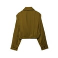 thumbnail image 6 of Women'S Pleated Jacket Long Sleeve Collared Button Down Casual Short Trench Coat Spring Fall Outerwear Olive Color M, 6 of 7