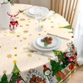 thumbnail image 3 of Eikione Round Christmas Tablecloth 60 Inch, Santa Claus Snowman Xmas Tree Champagne Tablecloth, Oil Proof Dining Table Cover for Party, 3 of 5