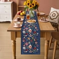 thumbnail image 2 of Navy Blue Flowers Table Runner 108 Inches Long Farmhouse Dress Scarves, Spring Vintage Floral Leaves Farmhouse Dining Tablerunner for Coffee Table/Kitchen Island/Party Décor, 13" x 108", 2 of 8