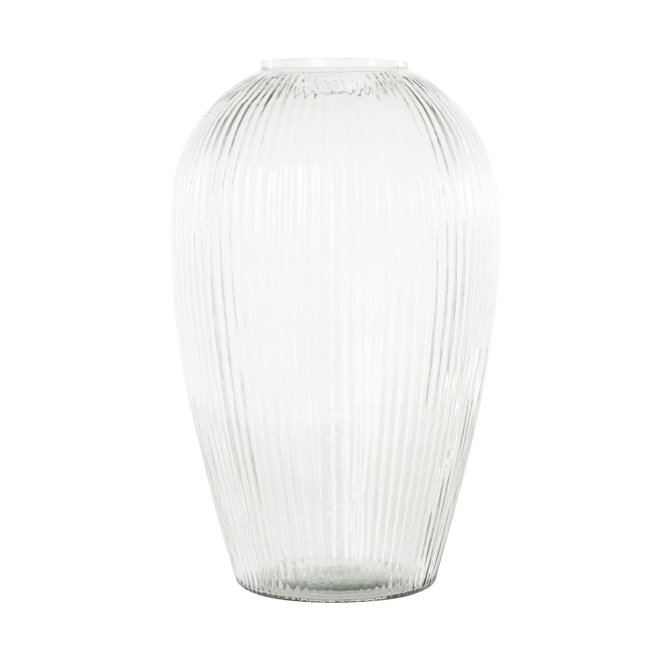 DecMode 14" Ribbed Glass Vase