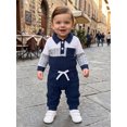 thumbnail image 6 of Lairauiy Infant Baby Boy Fall Outfits 3 6 12 18 24 Months Long Sleeve Lapel Collar Romper Pants Clothes Set, 6 of 9