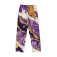 thumbnail image 3 of Lsque Purple Gold Marble Swirls Print Men's Pajama Pants, Lounge Pant - Comfortable Home Wear,Elastic Waistband, Stylish Design-X-Large, 3 of 9