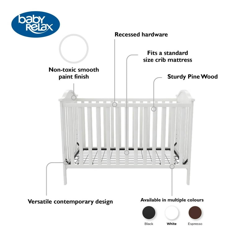 Baby Relax Adele 3-in-1 Convertible Crib, White - Walmart.com
