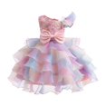 thumbnail image 2 of NOKIO Kids Summer Sundress, Party Pageant Floral Dresses, Girls One Shoulder Sleeveless Colorful Bow Cake Gown Dresses Birthday Party Dresses Baby Girls Princess Party Dress, 2 of 4