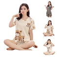 thumbnail image 4 of Pijamas sueltos con estampado de dibujos animados de 2 piezas para mujer, ropa de dormir de manga corta de verano, ropa de casa Inevent FS11195-02, 4 of 7