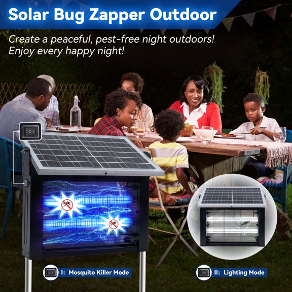 Outdoor Solar Bug Zapper - Powerful Mosquito Killer, Patio/Garden,10w Solar Panel