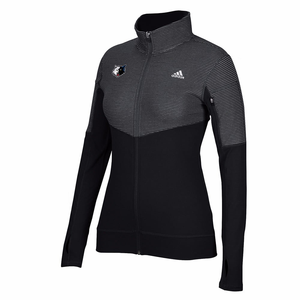 Minnesota Timberwolves NBA Adidas Black Lightweight Climalite Full Zip Team Logo Pullover Jacket For Women by Adidas