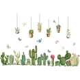 thumbnail image 1 of Pegatinas de pared de vinilo con diseño de cactus, planeta verde, mariposas, plantas en maceta, decoración DIY, 1 of 8