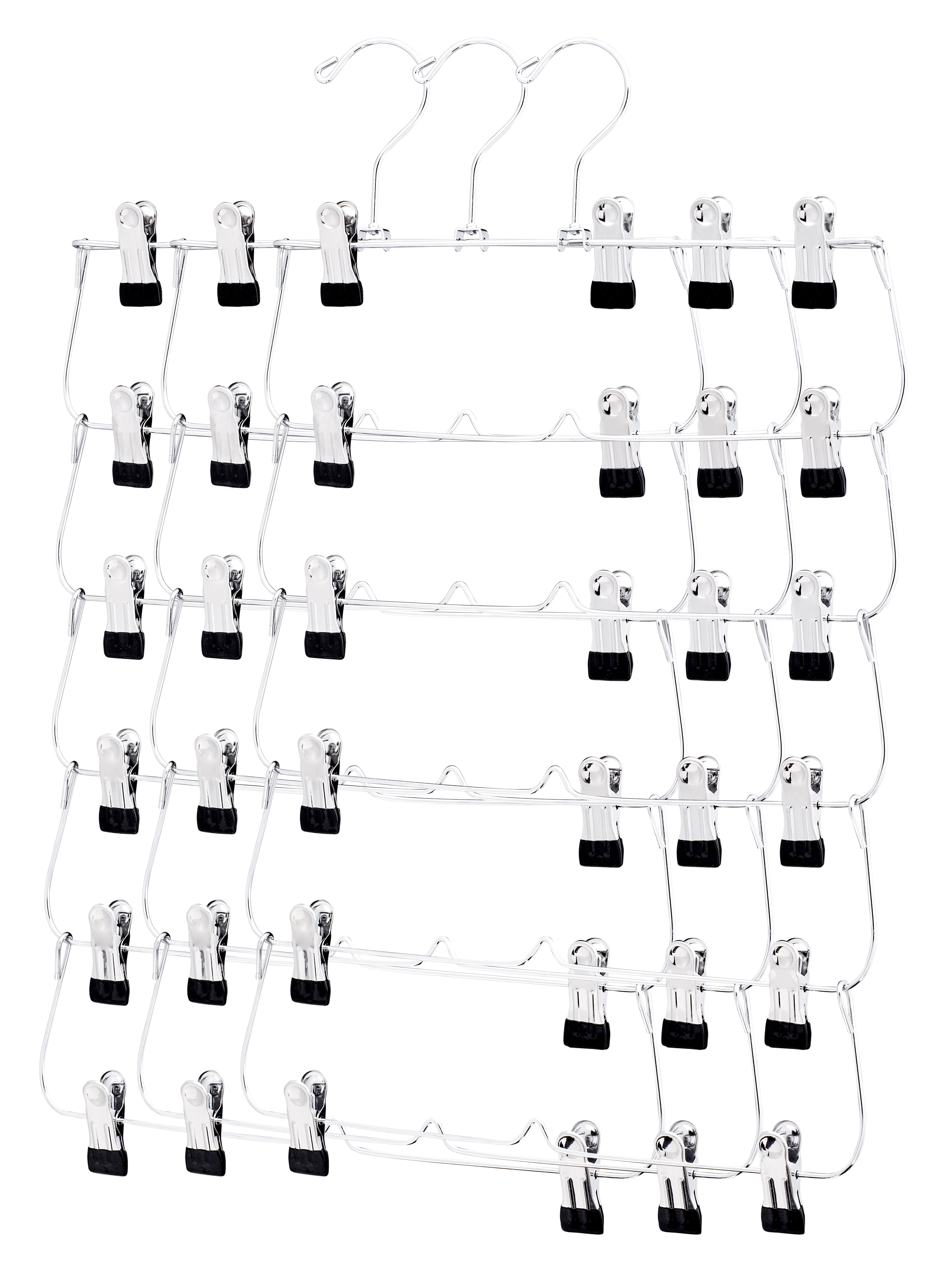USTECH Chrome Metal 6Tier Skirt Hanger 3Pack