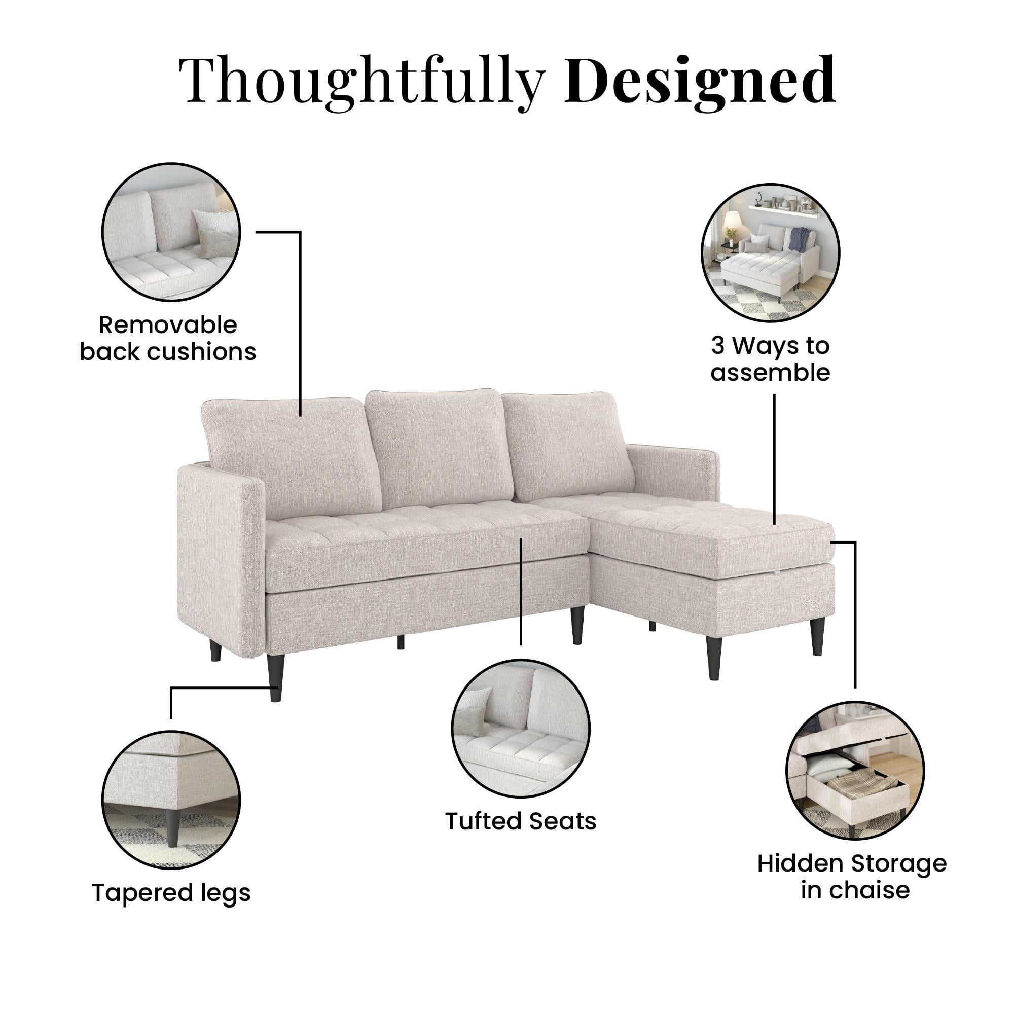 DHP Xandor Modular Sectional Sofa with Storage Chaise, Oat Linen