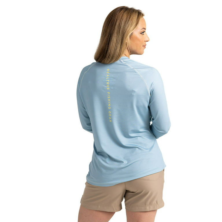 Realtree Fishing Long Sleeve Performance Women's Raglan Shirt, Size: Medium, Blue